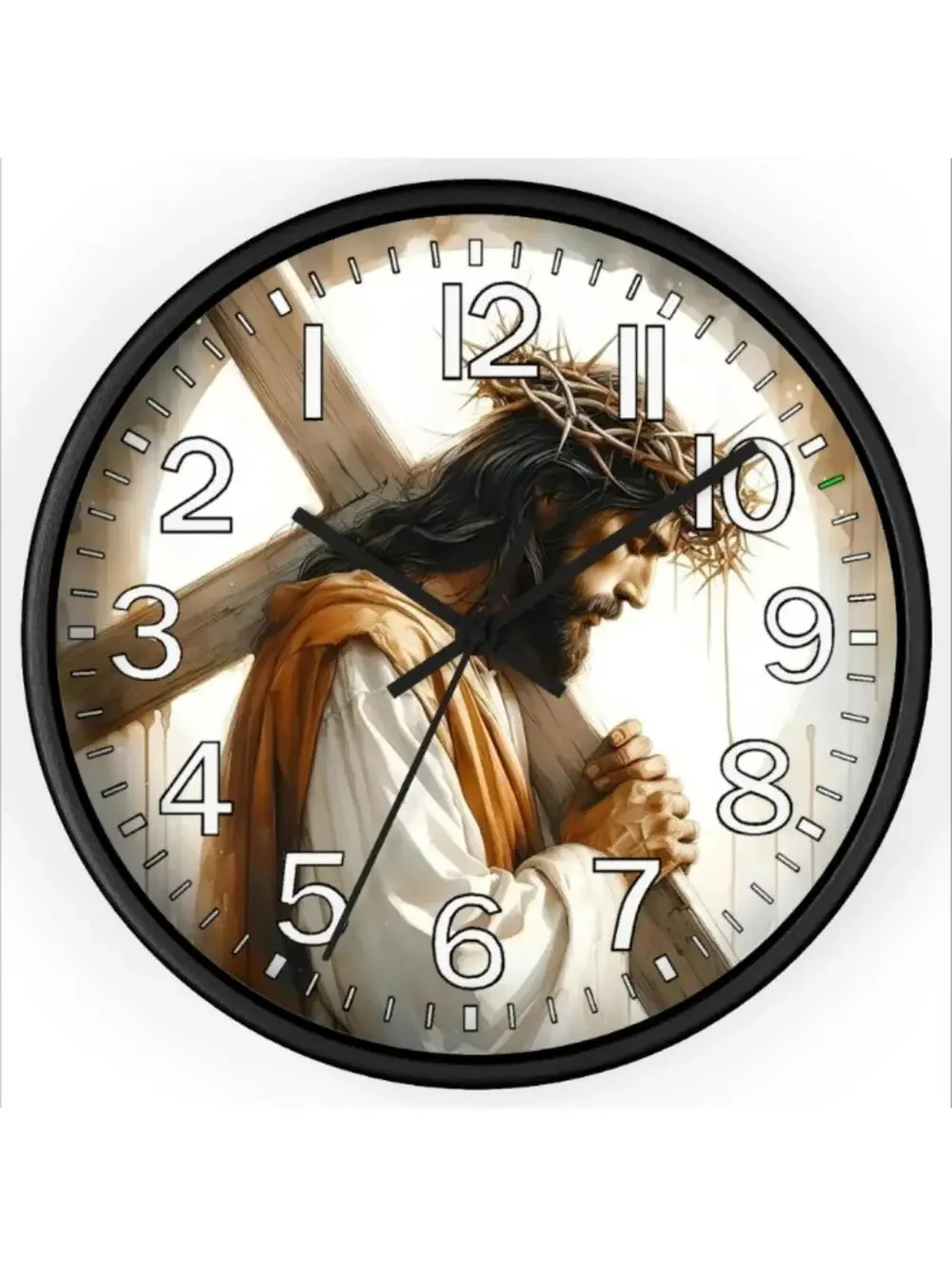 REVERSE TICKING CLOCK Jesus Christ Glow In The Dark Wall Clock New!
